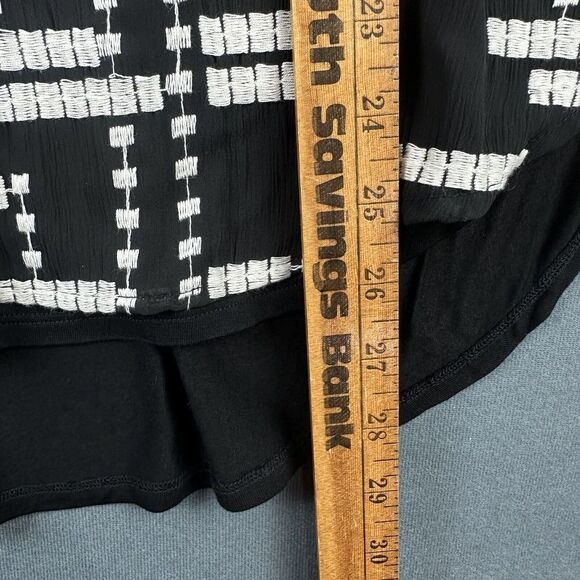 John Mark Top Women Small Black Anastasia Embroidered Aztec Geometric Blouse NEW - Picture 11 of 16